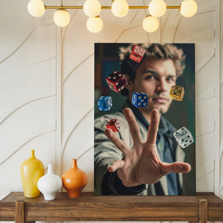 Dicecaster Canvas – Cinematic Fantasy Portrait with Floating Dice - Gifitto