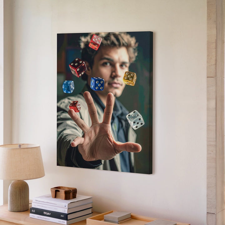 Dicecaster Canvas – Cinematic Fantasy Portrait with Floating Dice - Gifitto