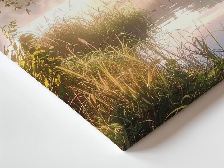 Misty Morning Dock Canvas – Golden Sunrise Lake with Tranquil Foliage - Gifitto