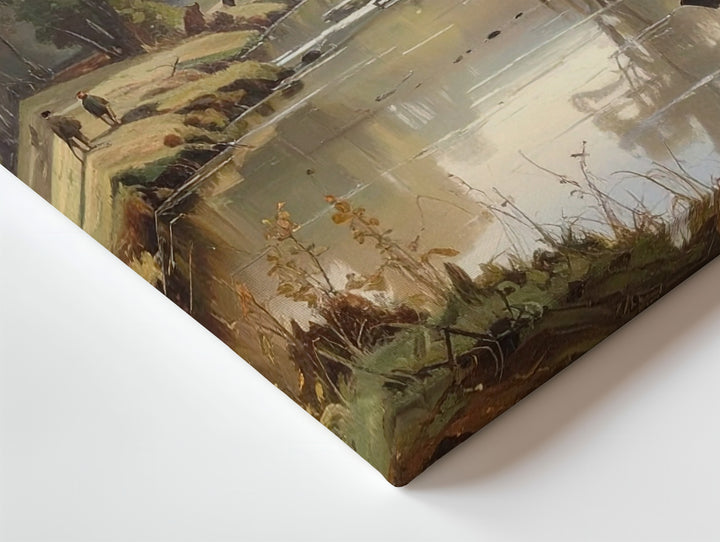 Whispering Stream Canvas – Vintage Impressionist Woodland with Soft Reflections - Gifitto