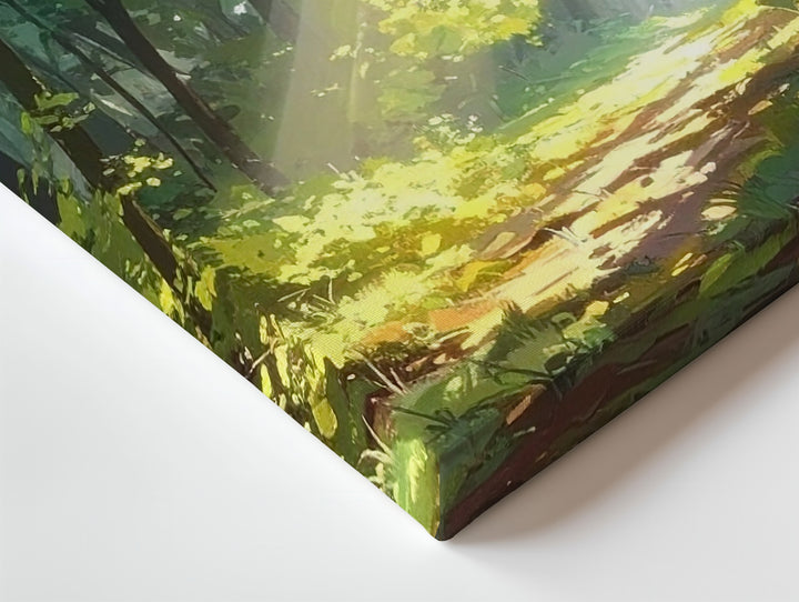 Golden Glade Forest Canvas – Sunlit Woodland with Dappled Light & Mossy Floor - Gifitto