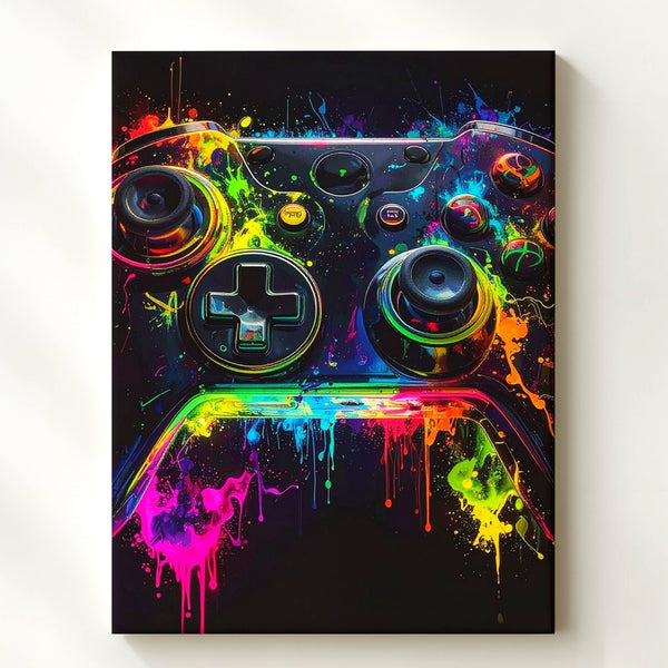 Neon Blast Gamer Canvas – Electric Glowing Controller Wall Art - Gifitto