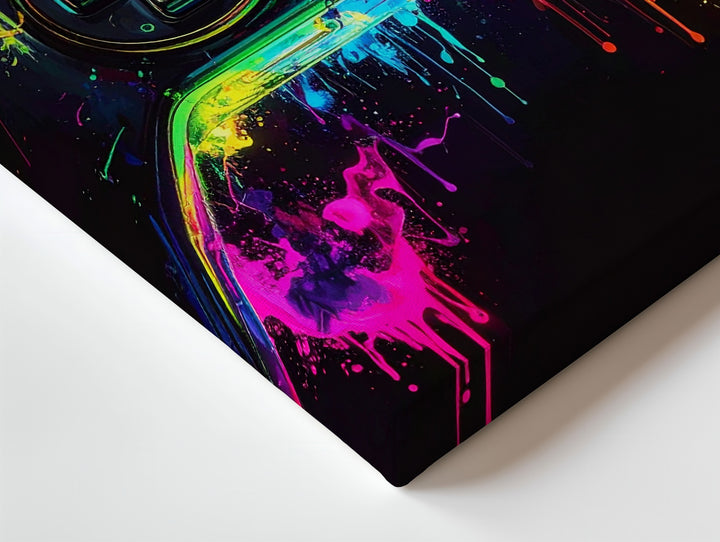 Neon Blast Gamer Canvas – Electric Glowing Controller Wall Art - Gifitto
