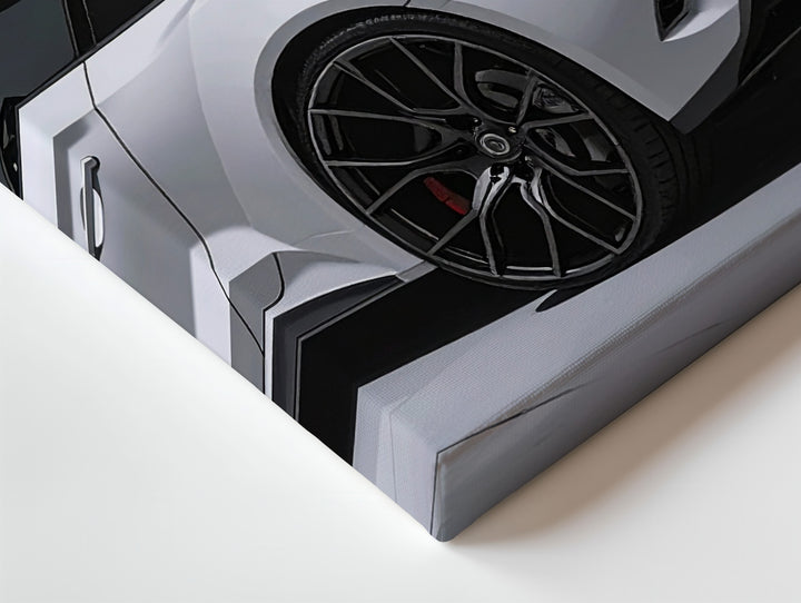 Track Machine Canvas – White Performance Sports Car in Studio Light - Gifitto