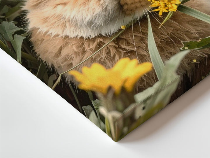 Springtime Rabbit in Flowers Canvas – Peaceful Meadow Wall Art - Gifitto