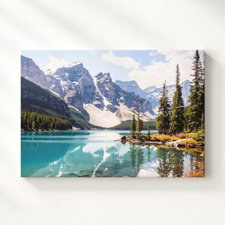 Mirror Island Lake Canvas – Tranquil Alpine Scene with Turquoise Water & Mountains - Gifitto