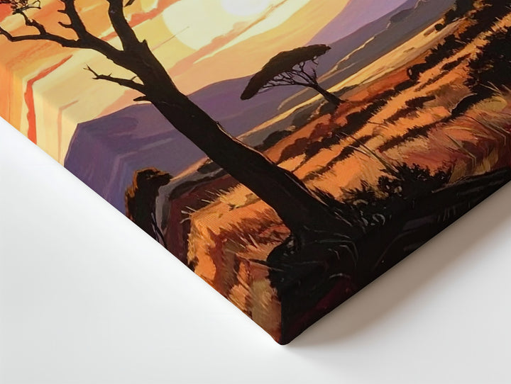 Savanna Sunset Canvas – Dramatic African Landscape with Silhouetted Acacias - Gifitto