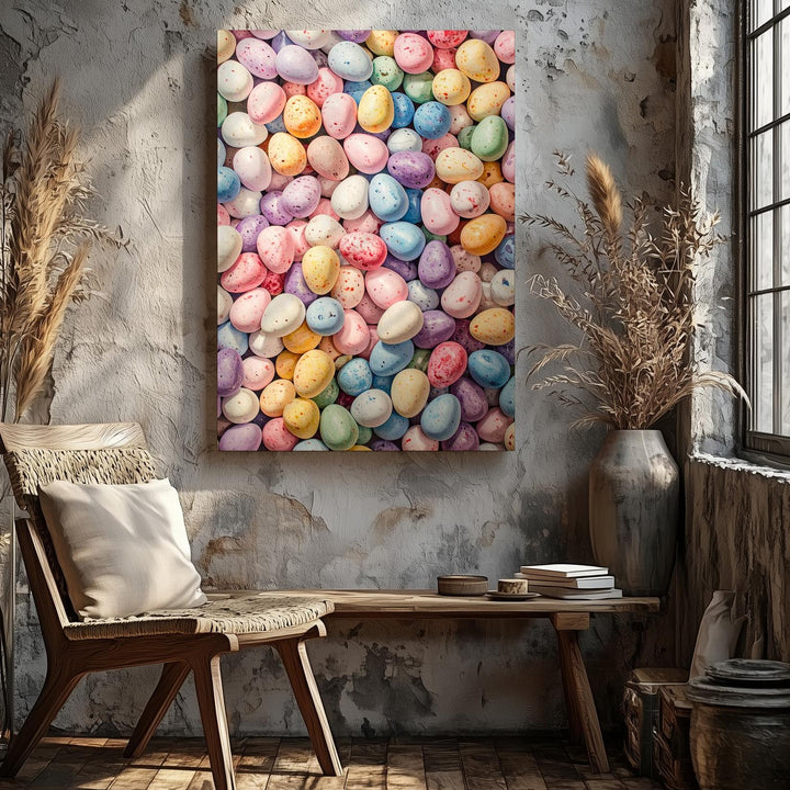 Easter Candy Eggs Canvas – Bright Pastel Easter Decor - Gifitto