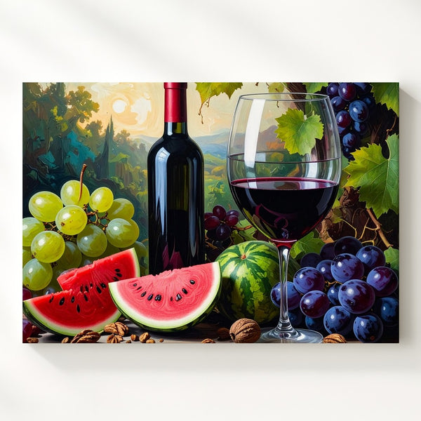 Summer Harvest Still Life Canvas – Colorful Fruit & Wine Celebration Art - Gifitto