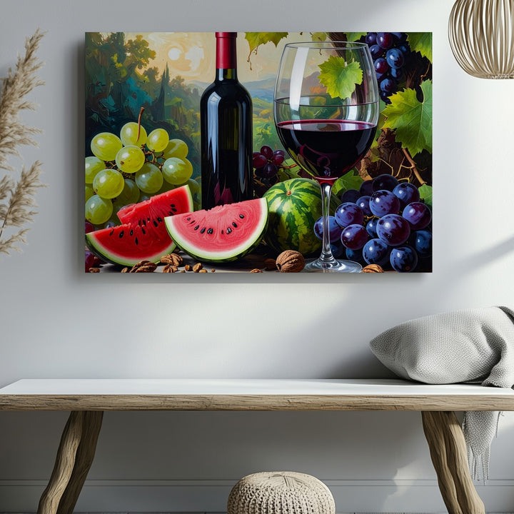 Summer Harvest Still Life Canvas – Colorful Fruit & Wine Celebration Art - Gifitto