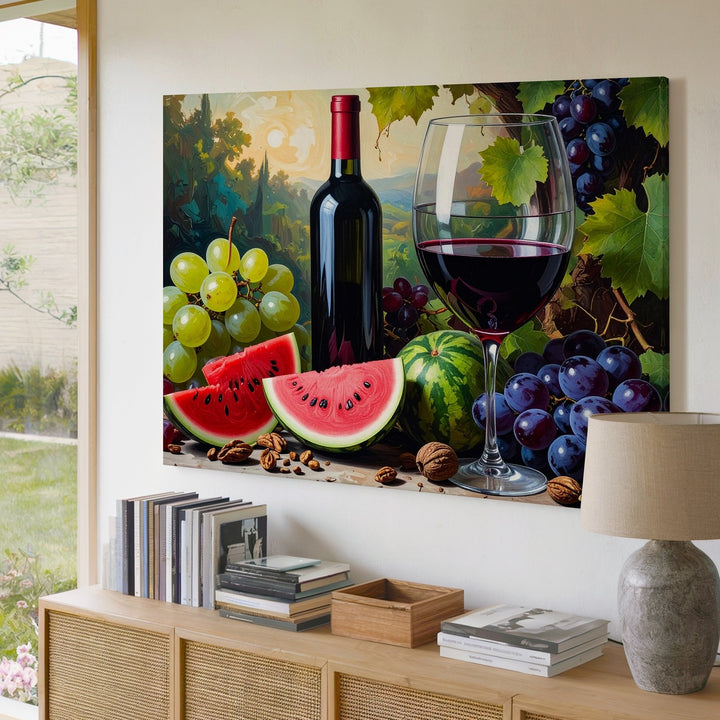Summer Harvest Still Life Canvas – Colorful Fruit & Wine Celebration Art - Gifitto