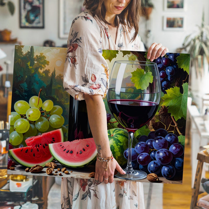 Summer Harvest Still Life Canvas – Colorful Fruit & Wine Celebration Art - Gifitto