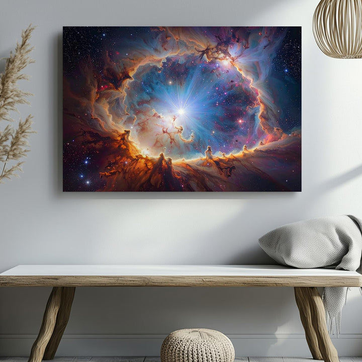 Stellar Birth Nebula Canvas – Chaotic Orange & Blue Galactic Core - Gifitto