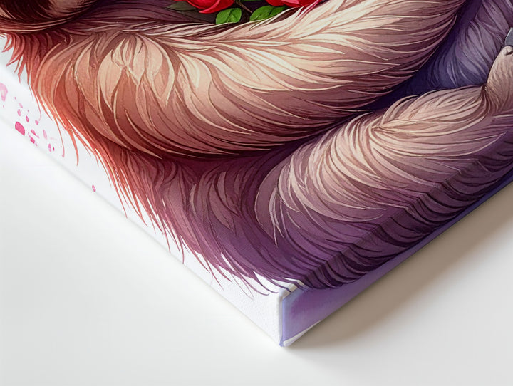 Sloth Love Canvas – Sweet Hugging Sloths with Hearts and Rose - Gifitto