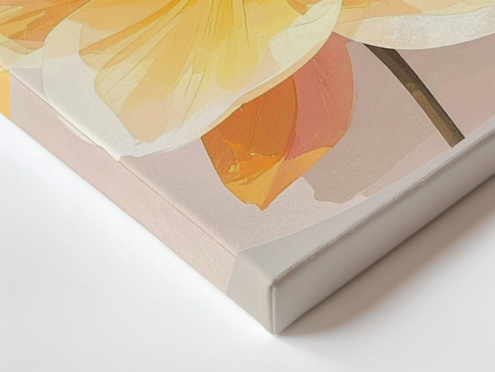Radiant Yellow Bloom Canvas – Minimalist Floral Oval Wall Art - Gifitto