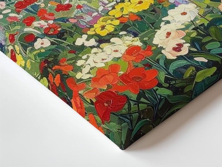 Vertical Garden Bloom Canvas – Klimt-Inspired Textured Floral Wall Art - Gifitto