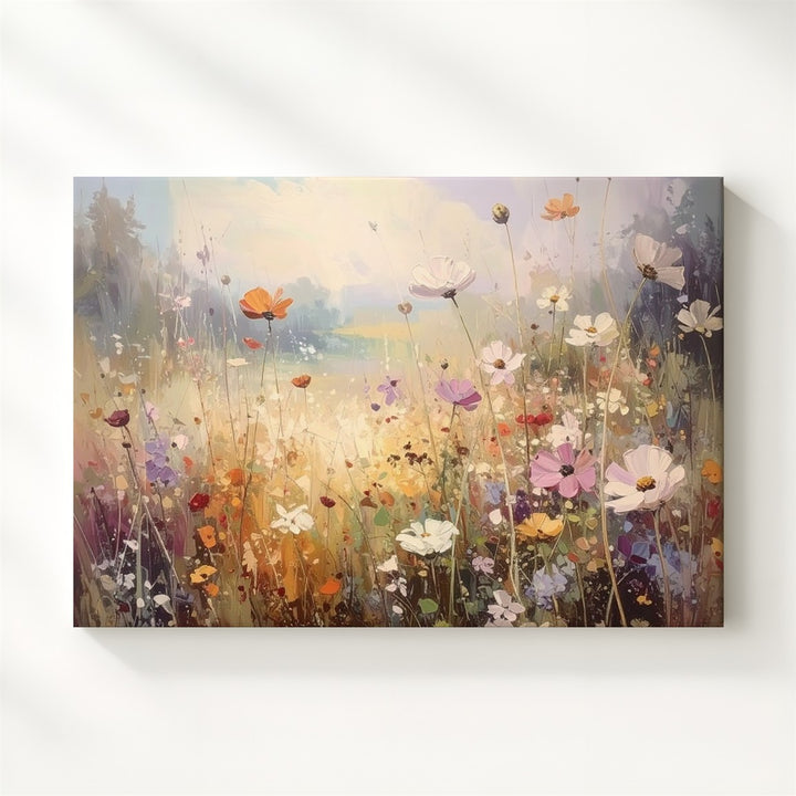 Whispers of Wildflowers Canvas – Soft Romantic Meadow in Golden Light - Gifitto