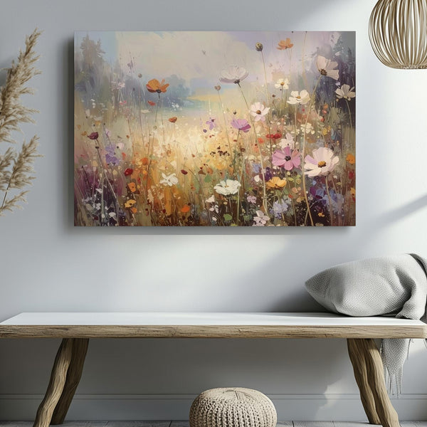 Whispers of Wildflowers Canvas – Soft Romantic Meadow in Golden Light - Gifitto