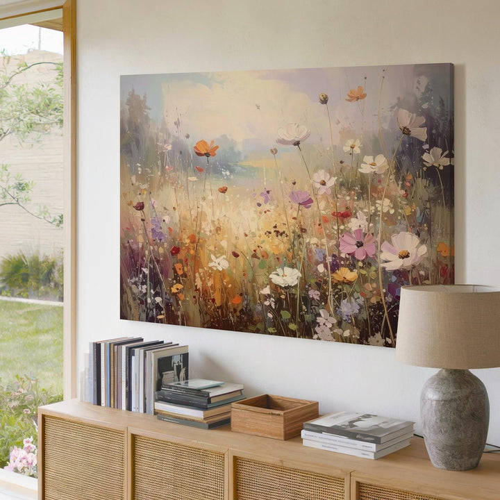 Whispers of Wildflowers Canvas – Soft Romantic Meadow in Golden Light - Gifitto