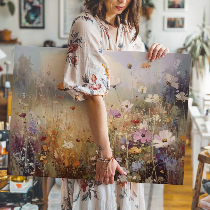 Whispers of Wildflowers Canvas – Soft Romantic Meadow in Golden Light - Gifitto