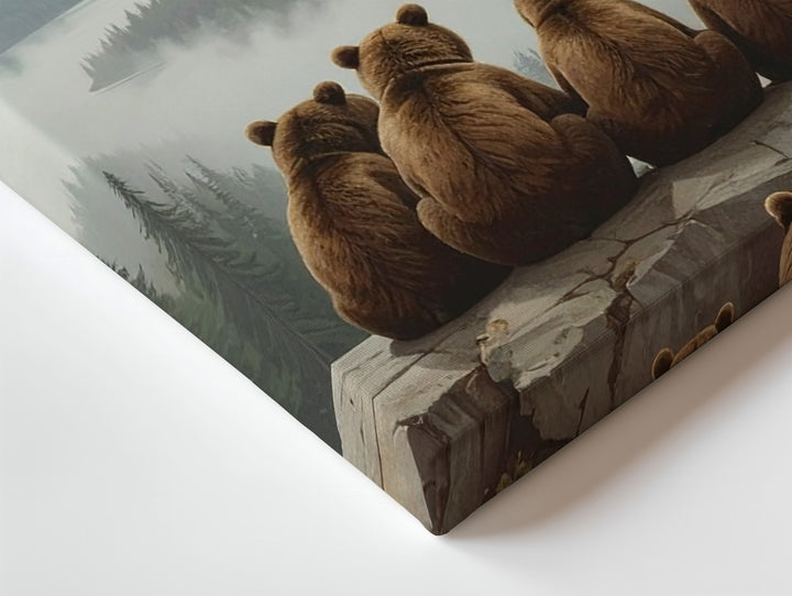 Bear Family Mountain View Canvas – Whimsical Woodland Illustration of Togetherness - Gifitto