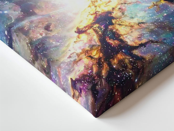 Starburst Galaxy Canvas – Radiant Core with Cyan, Pink & Lavender Spiral Arms - Gifitto