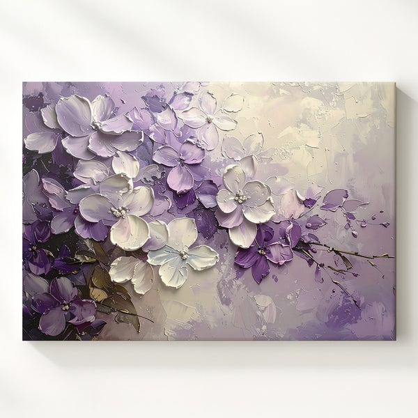 Lilac Whisper Impasto Canvas – Textured Floral Wall Art in Pastel Tones - Gifitto