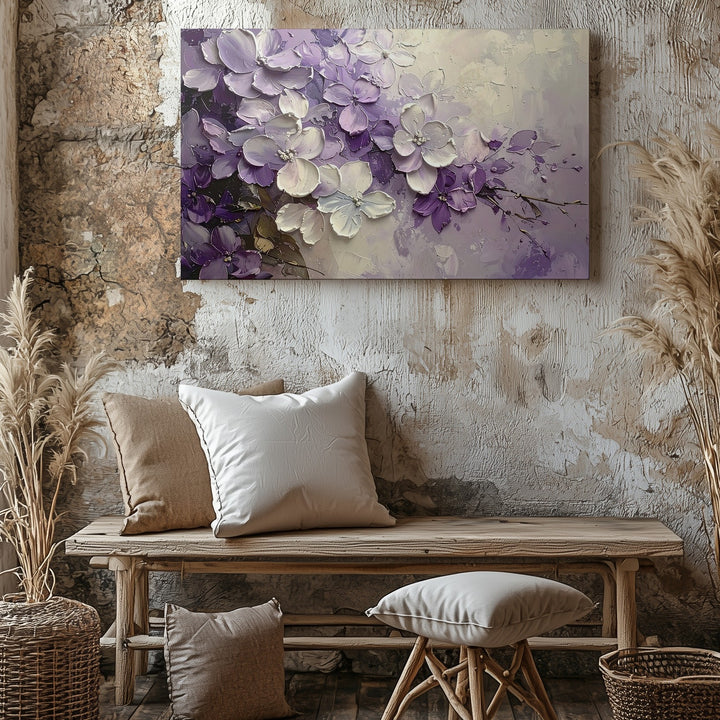 Lilac Whisper Impasto Canvas – Textured Floral Wall Art in Pastel Tones - Gifitto