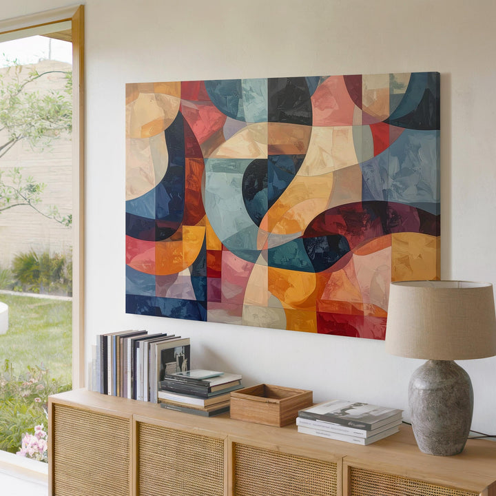 Translucent Harmony Canvas – Vibrant Abstract Art with Bold Colors and Layered Forms - Gifitto