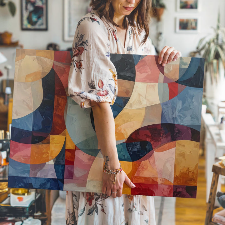 Translucent Harmony Canvas – Vibrant Abstract Art with Bold Colors and Layered Forms - Gifitto