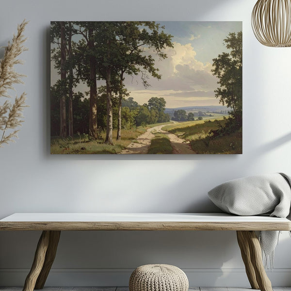 Countryside Path Canvas – Serene Woodland Trail Under Afternoon Light - Gifitto