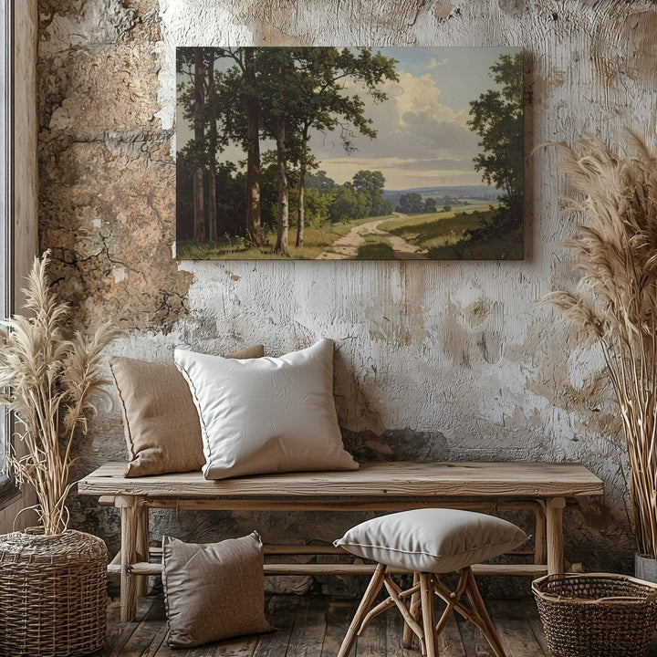 Countryside Path Canvas – Serene Woodland Trail Under Afternoon Light - Gifitto