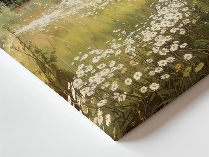 Daisy Meadow Canvas – Dreamlike Summer Field Under Forest Edge - Gifitto