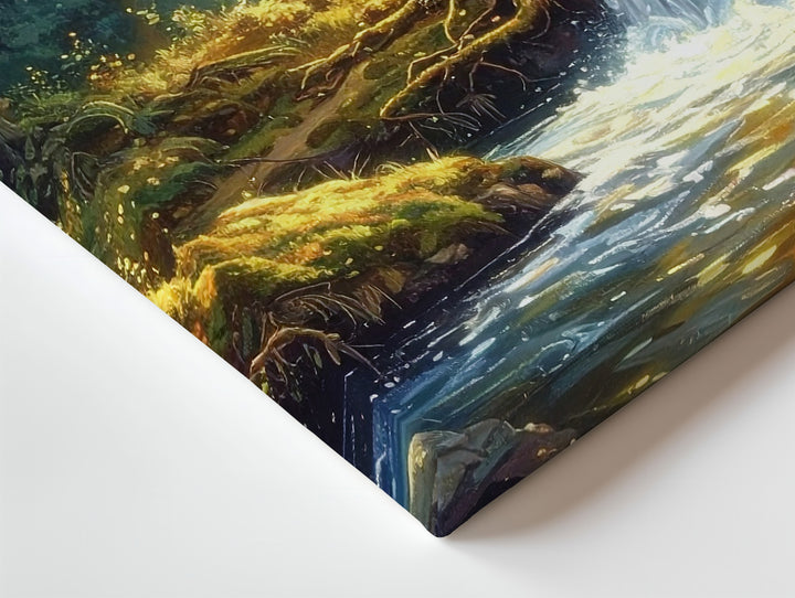 Enchanted Glowing Tree Canvas – Mystical Forest Waterfall & Magical Light Art - Gifitto