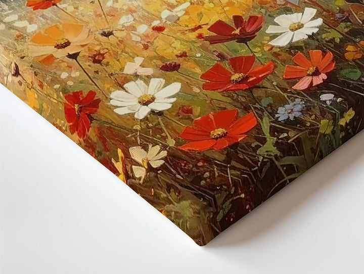Golden Bloom Horizon – Radiant Wildflower Meadow Canvas Wall Art - Gifitto
