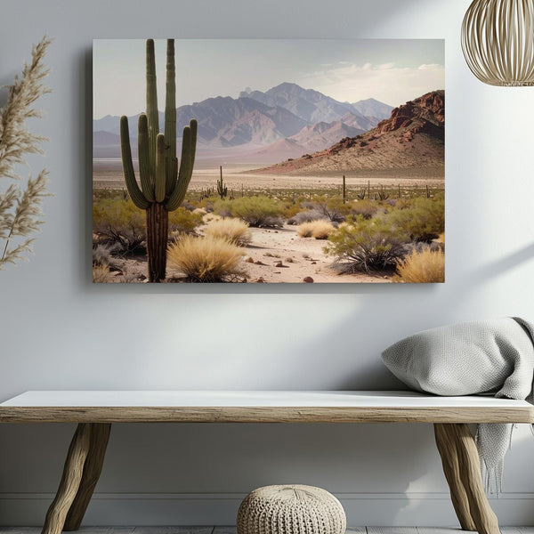 Southwest Resilience Canvas – Towering Cacti & Rugged Desert Landscape Art - Gifitto