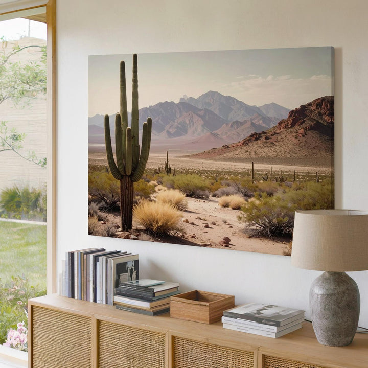 Southwest Resilience Canvas – Towering Cacti & Rugged Desert Landscape Art - Gifitto