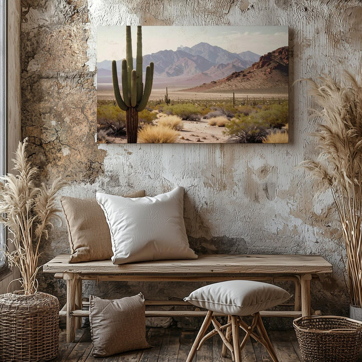 Southwest Resilience Canvas – Towering Cacti & Rugged Desert Landscape Art - Gifitto