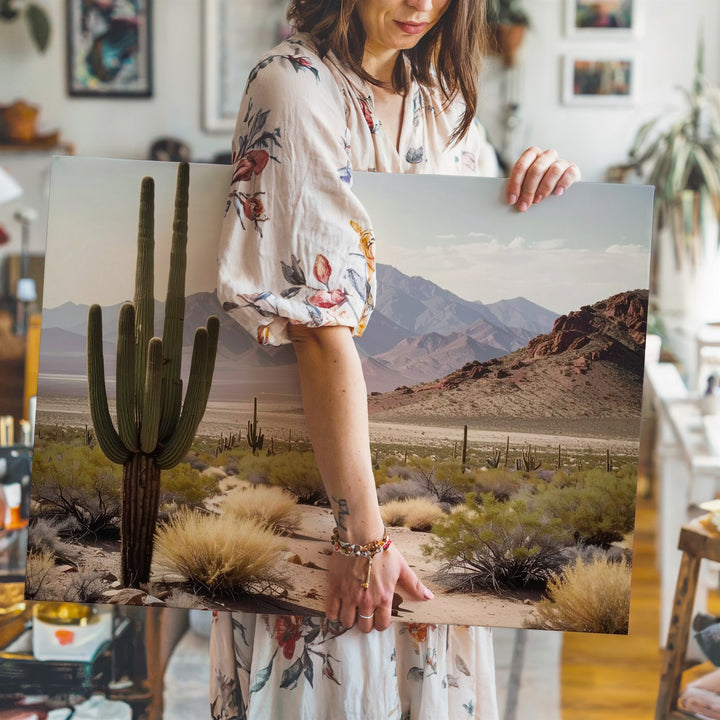 Southwest Resilience Canvas – Towering Cacti & Rugged Desert Landscape Art - Gifitto