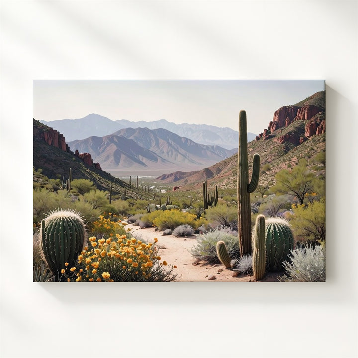 Sonoran Desert Vista Canvas – Expansive Cactus Landscape Wall Art - Gifitto