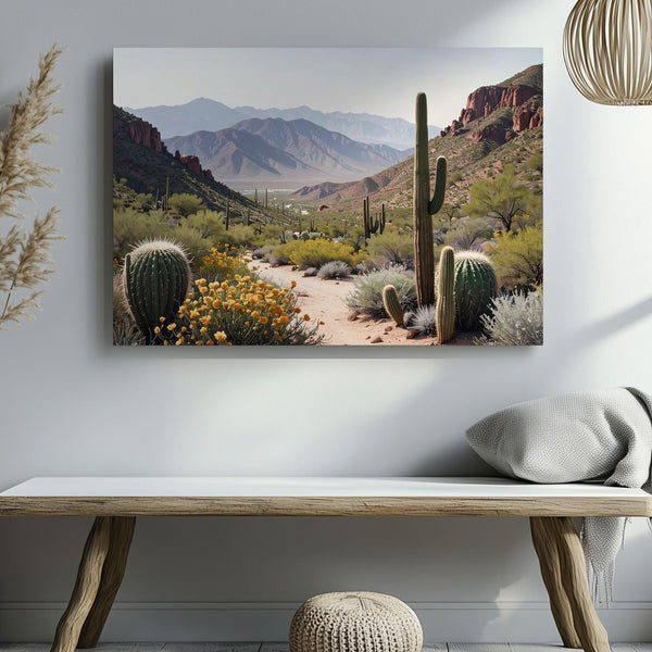Sonoran Desert Vista Canvas – Expansive Cactus Landscape Wall Art - Gifitto
