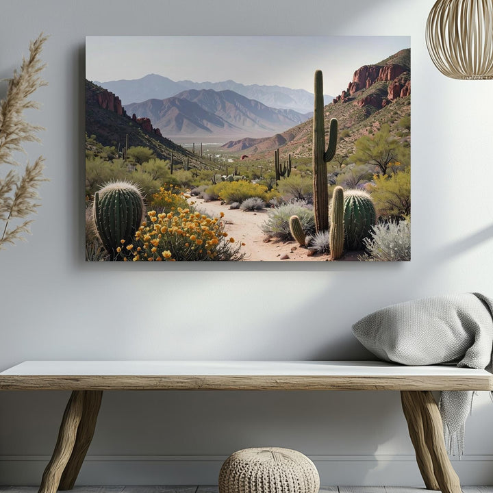 Sonoran Desert Vista Canvas – Expansive Cactus Landscape Wall Art - Gifitto