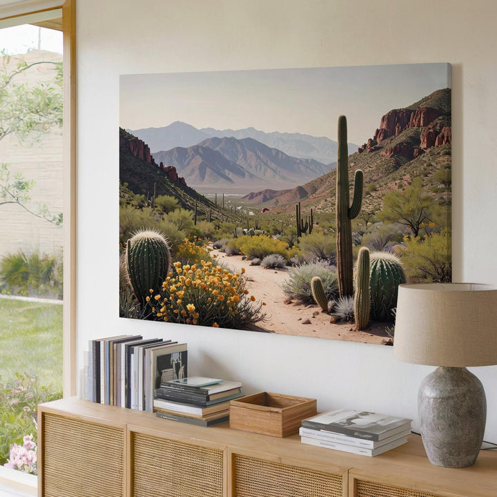 Sonoran Desert Vista Canvas – Expansive Cactus Landscape Wall Art - Gifitto