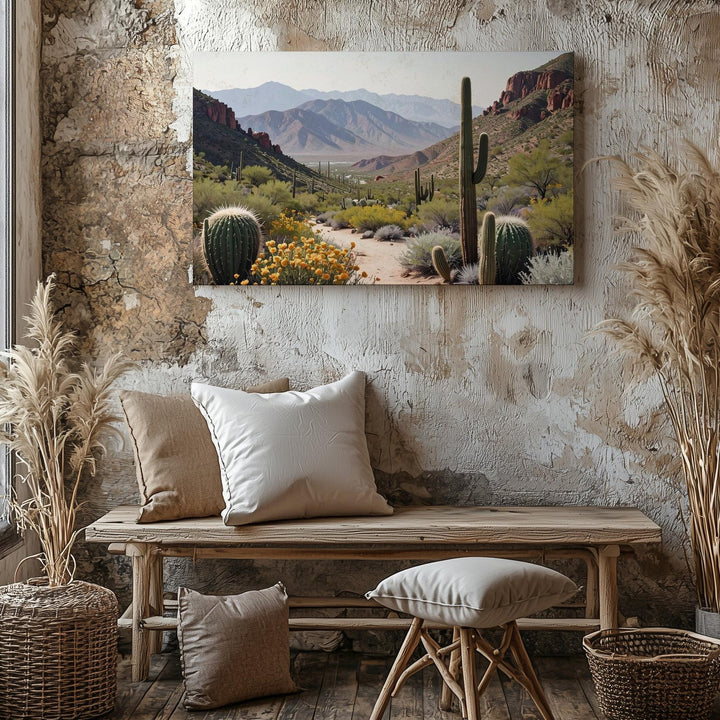 Sonoran Desert Vista Canvas – Expansive Cactus Landscape Wall Art - Gifitto