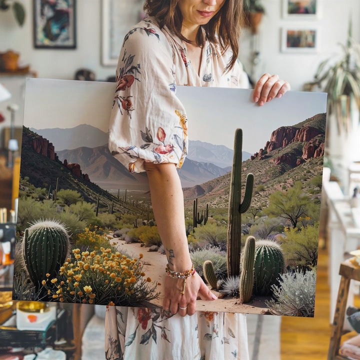 Sonoran Desert Vista Canvas – Expansive Cactus Landscape Wall Art - Gifitto
