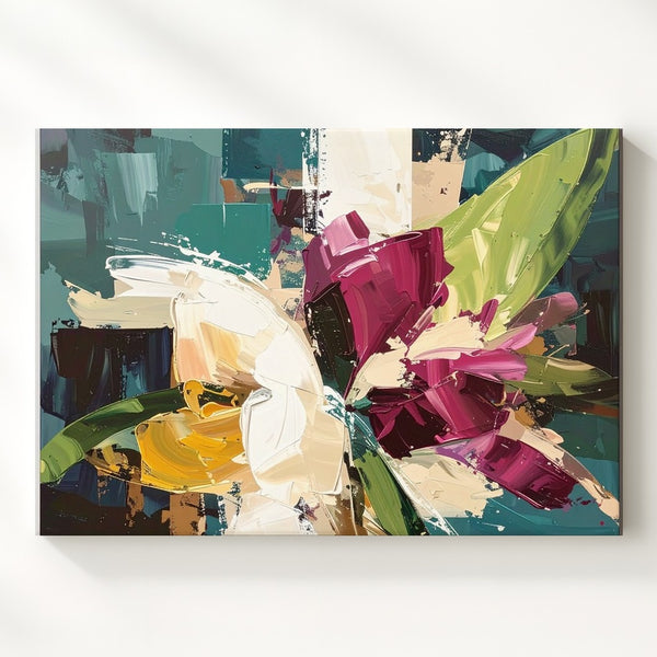 Abstract Garden Energy Canvas – Bold Floral Brushstroke Wall Art - Gifitto