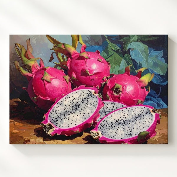 Dragon Fruit Still Life Canvas – Vibrant Tropical Realism Wall Art - Gifitto