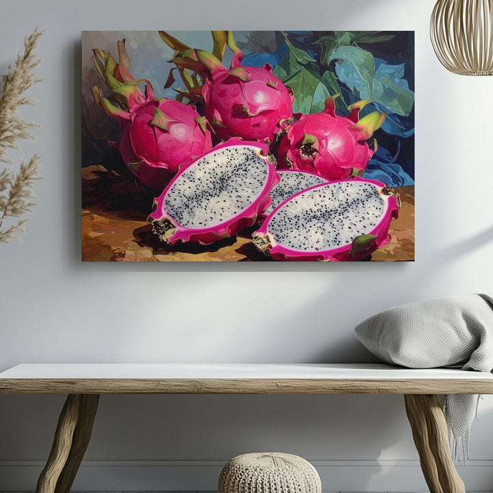 Dragon Fruit Still Life Canvas – Vibrant Tropical Realism Wall Art - Gifitto