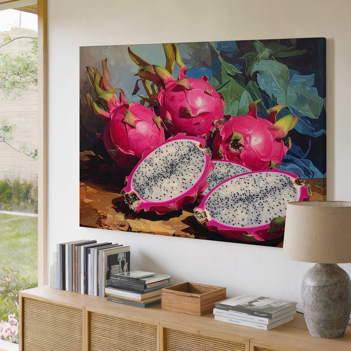 Dragon Fruit Still Life Canvas – Vibrant Tropical Realism Wall Art - Gifitto