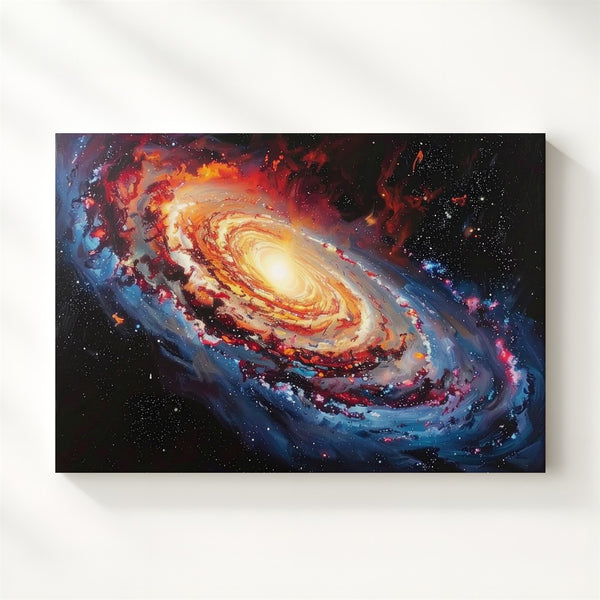 Molten Core Galaxy Canvas – Fiery Spiral in Orange, Red & Blue Gas - Gifitto